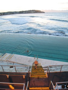 Training session at the Bondi Icebergs swimming club, Bondi Beach, Sydney in Australia.
